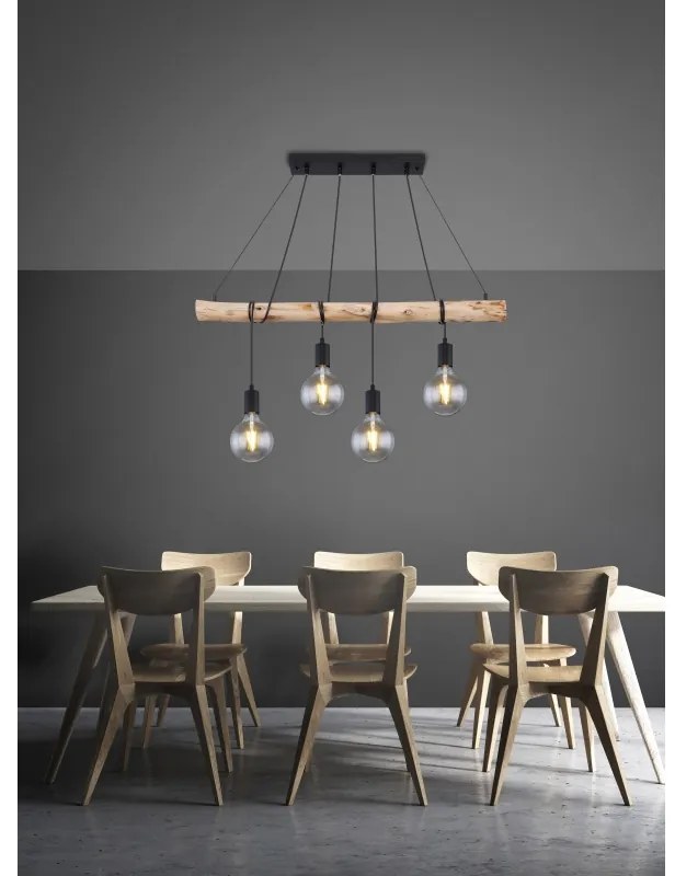 Lustra suspendata lemn cu 4 pendule stil minimalist AUSTON