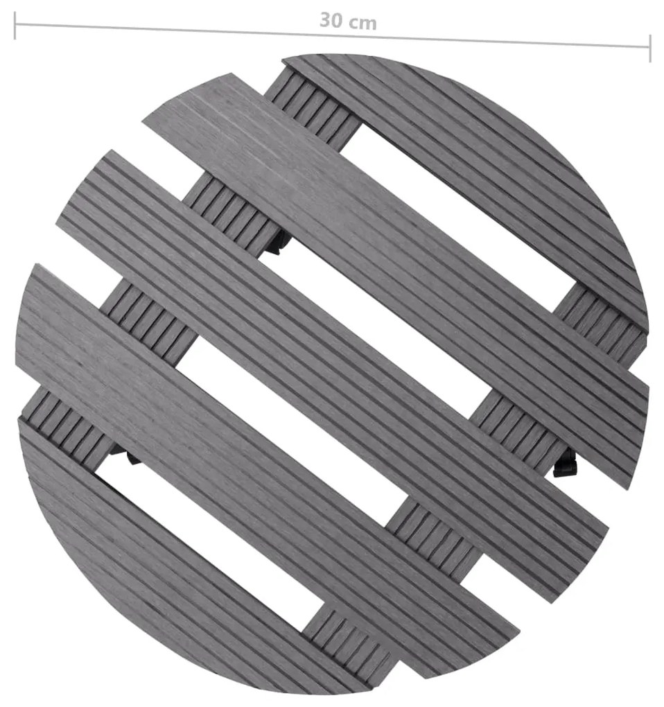 Suporturi de plante cu role, 2 buc., gri, O30x7,5 cm, WPC 2, Gri, O 30 x 7.5 cm, Rotund