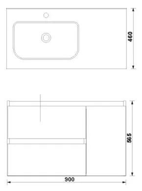 MOBILIER DAILY 90X46X56.5 ALB LUCIOS, 2 SERTARE+1 USA,CU LAVOAR Alb lucios
