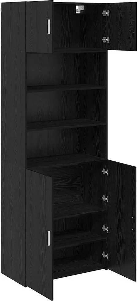 vidaXL Dulap de depozitare Pe perete Stejar Negru 80 x 42,5 x 225 cm