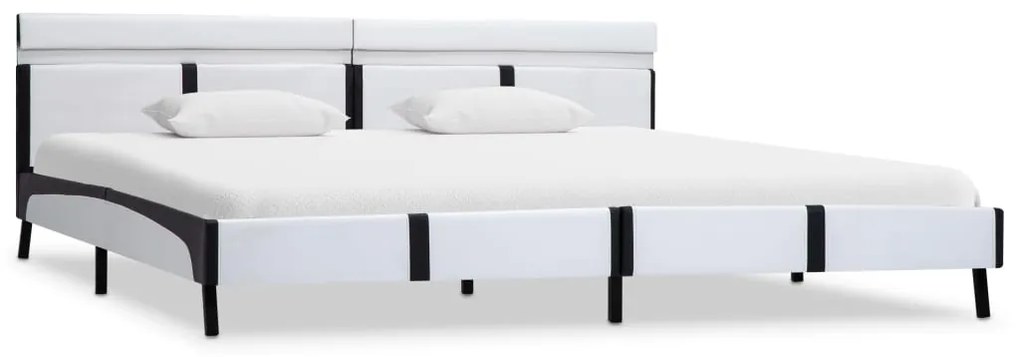 280301 vidaXL Cadru de pat cu LED, alb, 180 x 200 cm, piele artificială