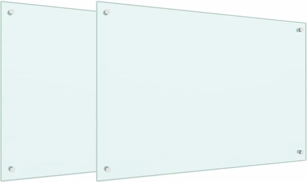 vidaXL Panou de bucătărie 2 pcs Alb 90 x 60 cm sticlă securizată