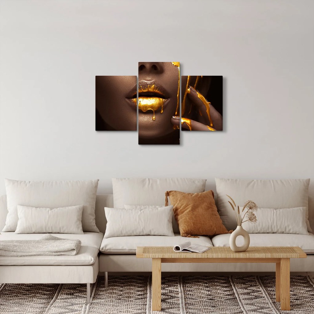 Tablou - Femeie cu buze aurii (90x60 cm)
