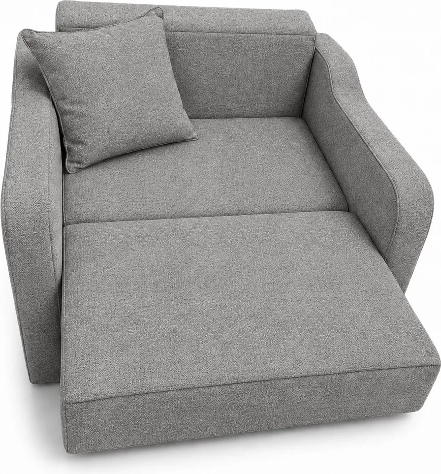 Fotoliu SAMY extensibil, cu lada de depozitare, stofa gri , cadru metalic, 103x100x92 Stofa, Gri