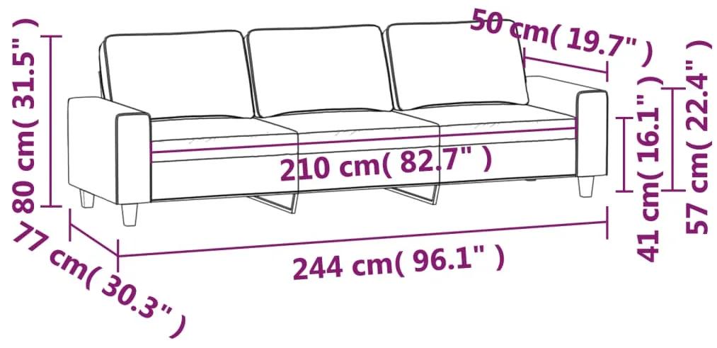 Canapea cu 3 locuri, gri inchis, 210 cm, tesatura microfibra Morke gra, 244 x 77 x 80 cm