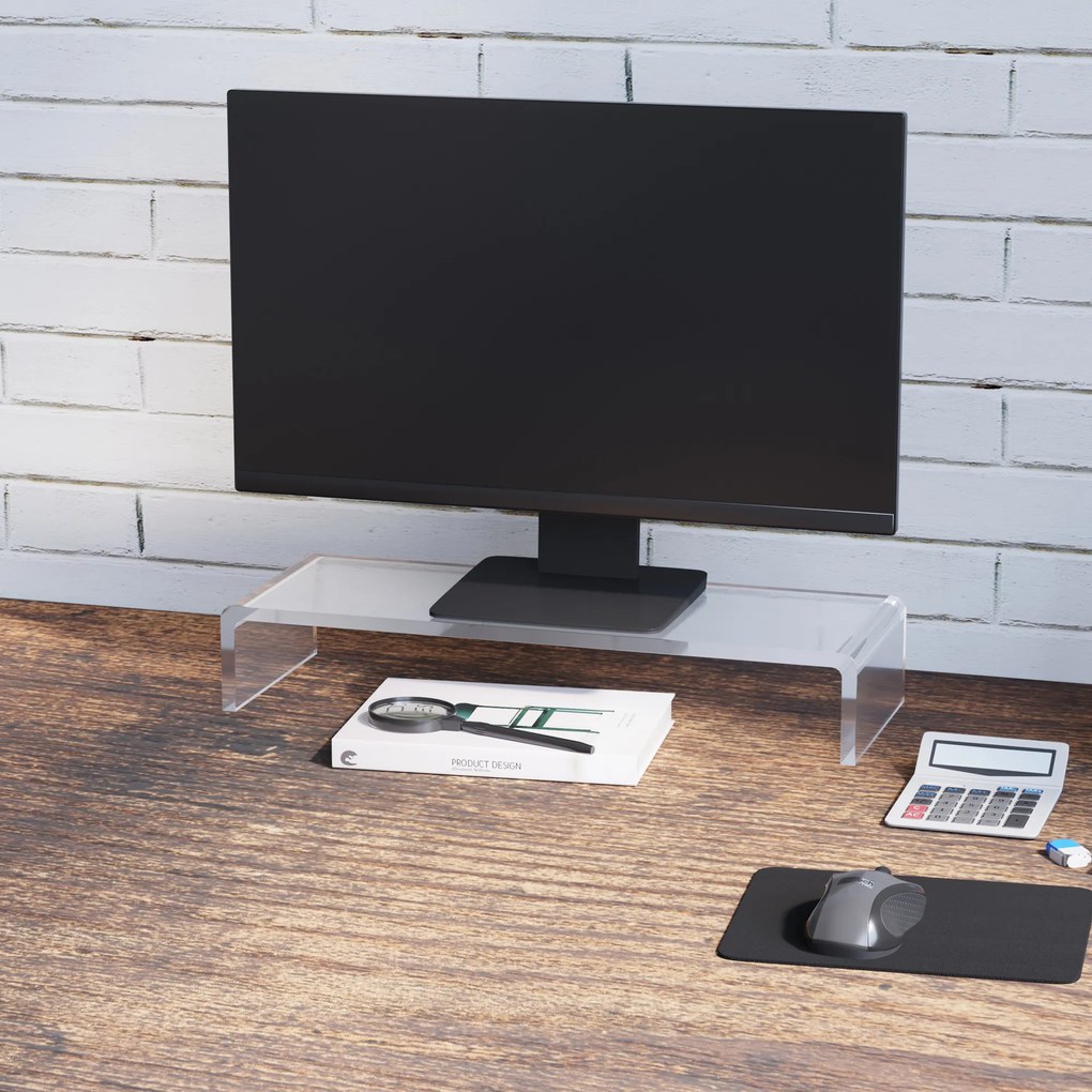 Suport transparent pentru monitor HOMCOM 53x19x9cm | Aosom Romania