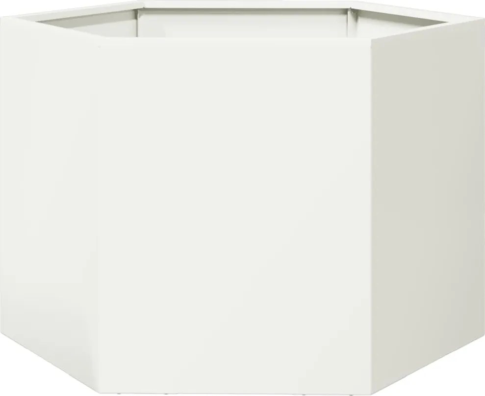 vidaXL Jardinieră de grădină alb 69x60x45 cm oțel hexagonal
