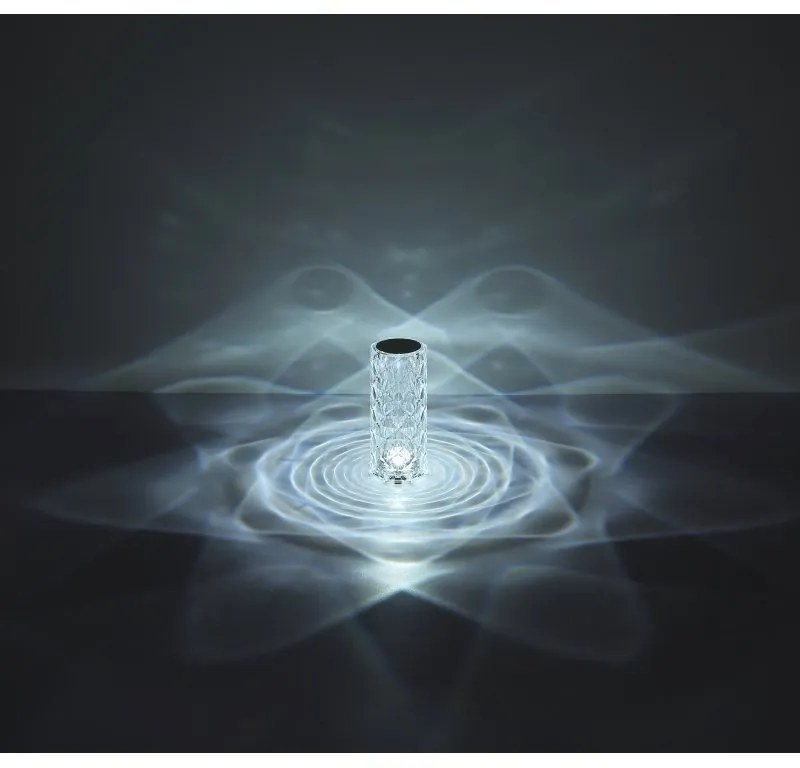Lampa de masa cu baterii, plastic transparent cu efect de cristal Gixi alb 9cm