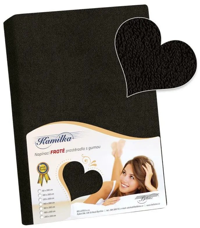 Bellatex Cearșaf din bumbac negru, 140 x 200 cm