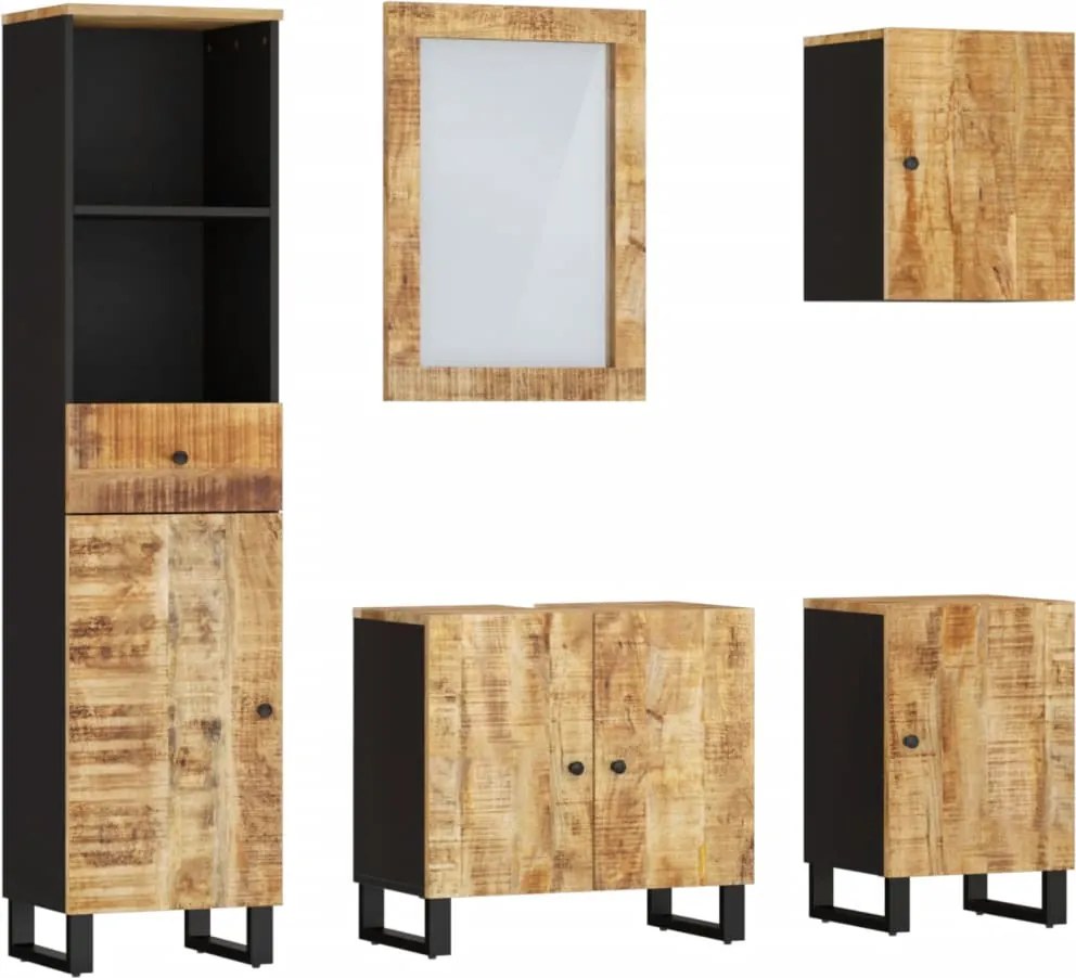 vidaXL Set mobilier de baie, 5 piese, lemn masiv de mango