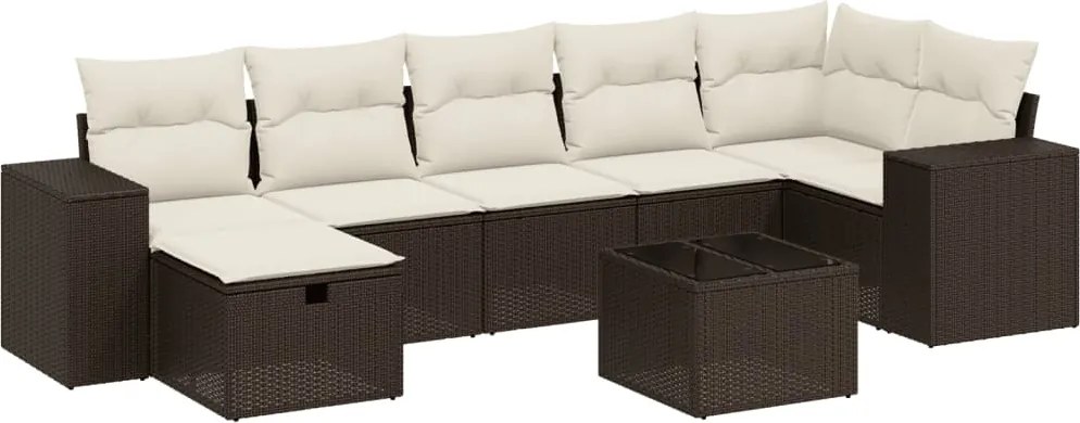 vidaXL Set canapele de grădină cu perne, 8 piese, maro, poliratan