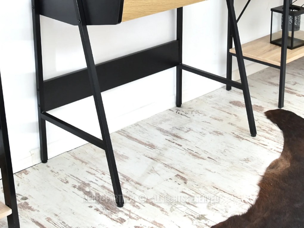 Masă PC Borge (stejar + negru). Promo -7%. 1109737