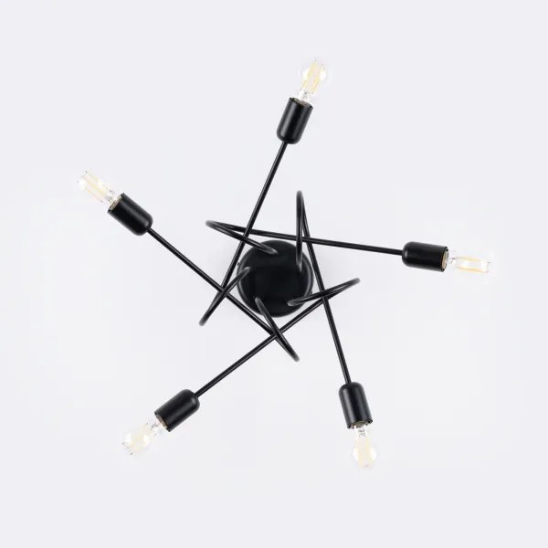 Lustră pe tijă Sollux SL.1435 LOOP 5xE27/15W/230V negru