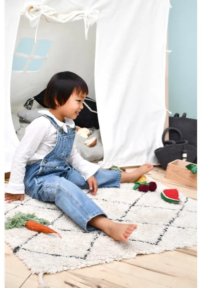 Covor crem lavabil/țesut manual din bumbac 70x100 cm Mini Bereber – Lorena Canals