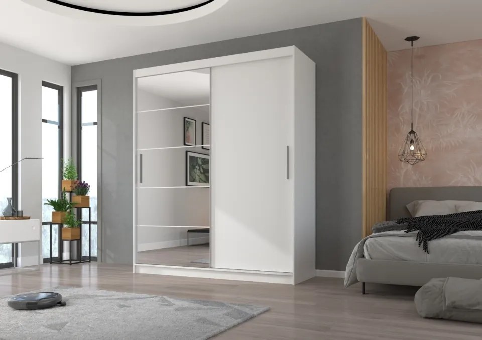 Dulap cu usi glisante si oglinda, 180x215 cm, Esti, ADRK Furniture (Culoare: Antracit)