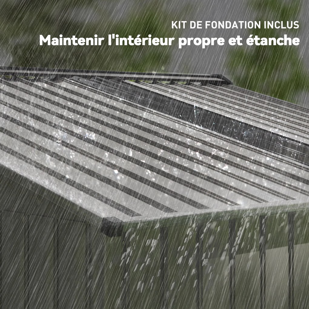 Outsunny Adăpost de grădină 5,4 m² dim. 2,77 x 1,95 x 1,92 m fundație inclusă, ușă culisantă, ventilații, tablă de oțel, antracit | Aosom Romania