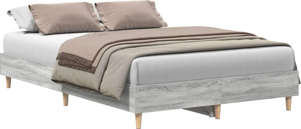 vidaXL Cadru de pat Gri Sonoma 193 x 123 x 25 cm Lemn compozit