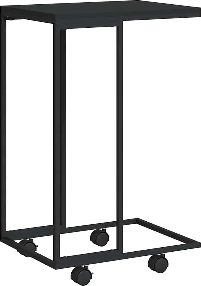 vidaXL Măsuță laterală cu roți, negru, 40x30x63,5 cm, lemn prelucrat