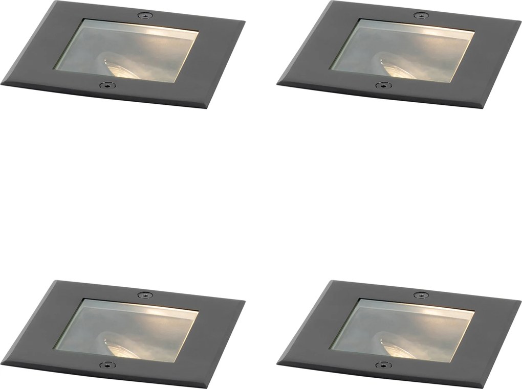 Set de 4 spoturi moderne de sol negre reglabile IP65 - Oneon