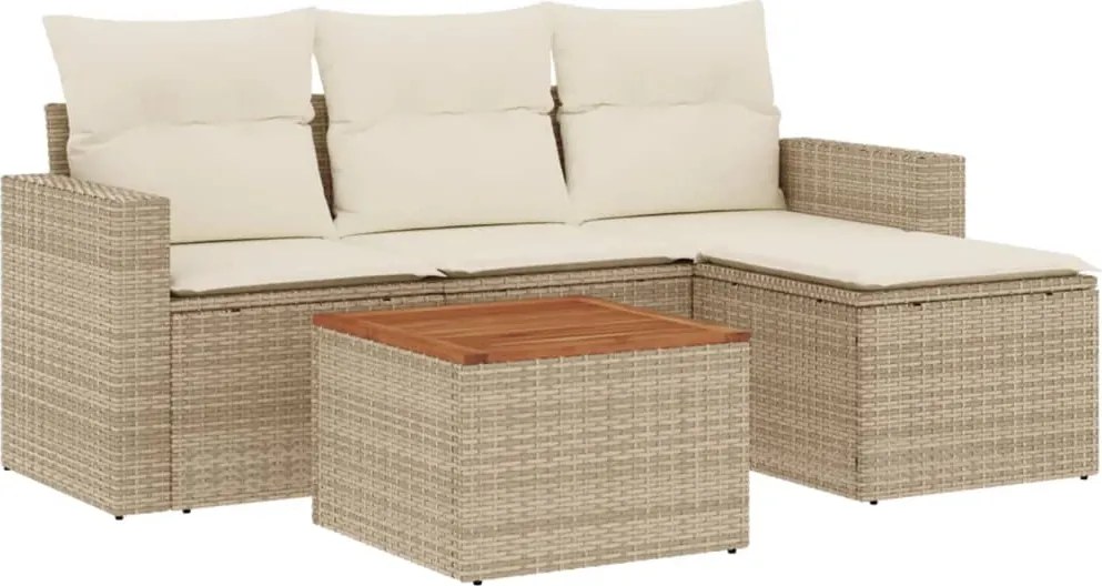 vidaXL Set canapele de grădină cu perne, 5 piese, bej, poliratan