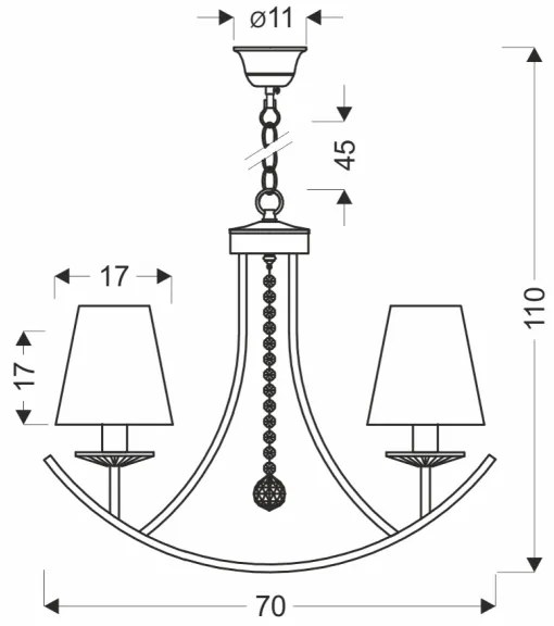 Lustră pe lanț VITORIA 4xE14/40W/230V galben/alamă