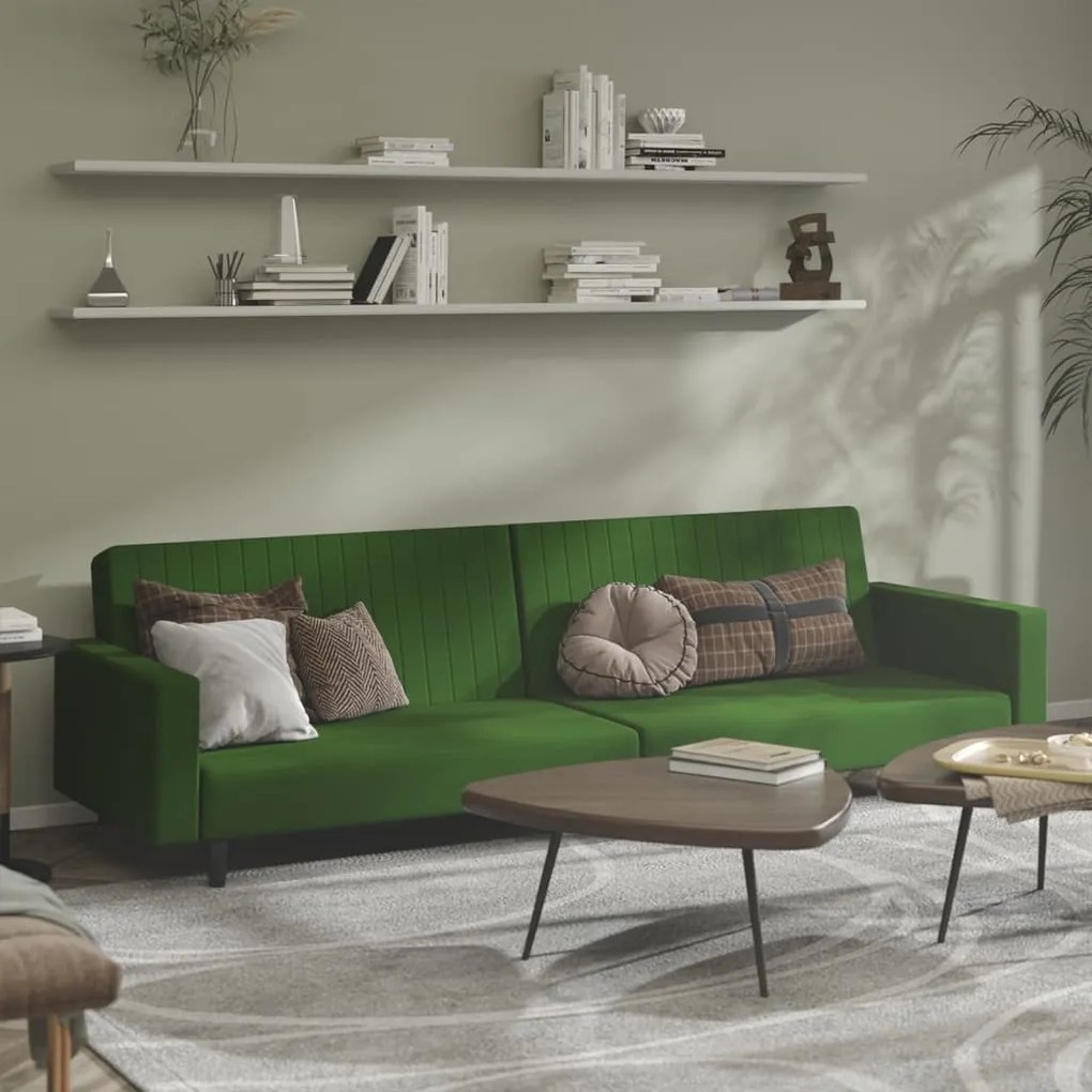 337652 vidaXL Canapea extensibilă cu 2 locuri, verde închis, catifea