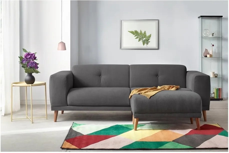 Canapea cu taburet Bobochic Paris Luna, gri închis