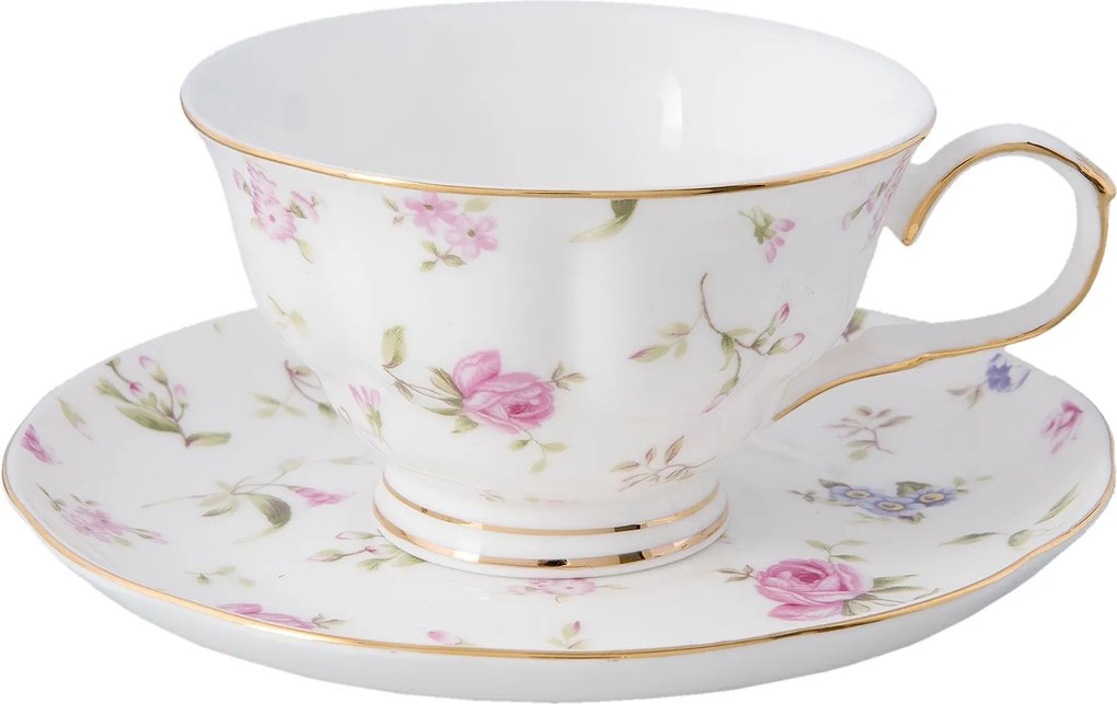 Ceasca cu farfurioara portelan Flowers Ø 15 cm x 7 cm 0,15 L
