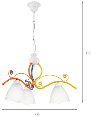 Lustră pe lanț RETRO 3xE27/60W/230V alb/colorat