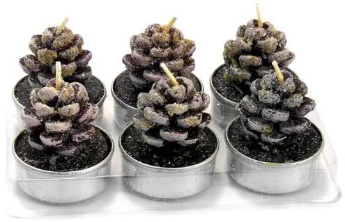 Set 6 lumanari decorative, con de bradulet, 5 cm