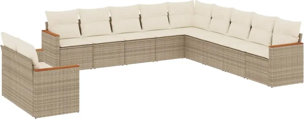 vidaXL Set canapele de grădină cu perne, 11 piese, bej, poliratan