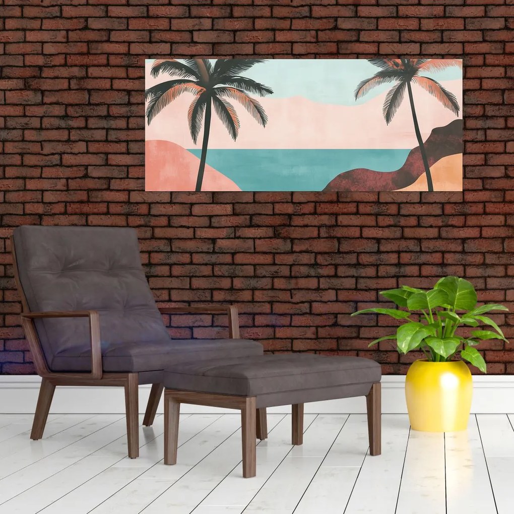 Tablou - Palmieri la mare (120x50 cm)