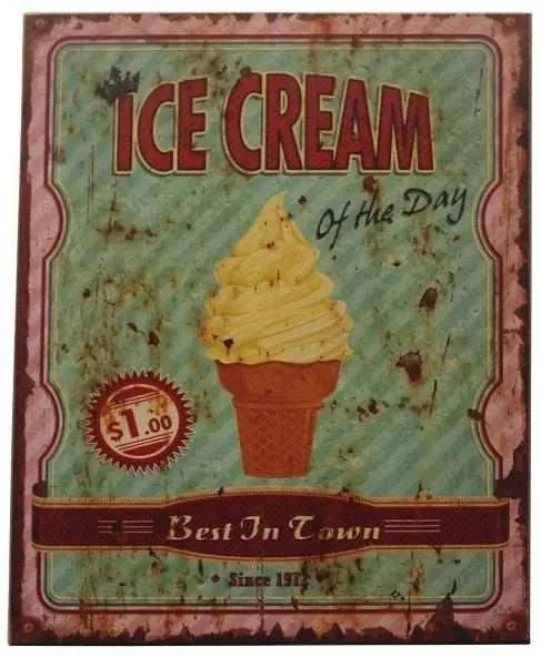 Decoratiune de perete Ice Cream of the day, Lemn, 40x30 cm