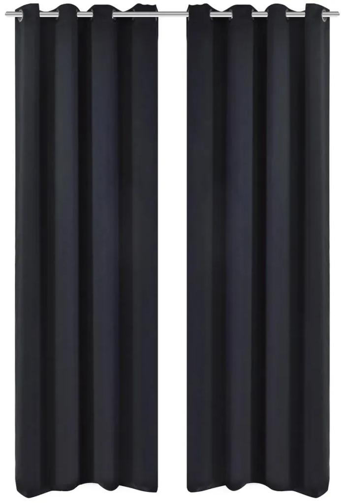 vidaXL Draperii blackout 2 bucăți 135 x 245 cm cu inele metalice negru
