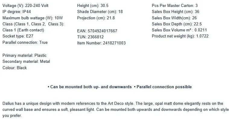 Aplica de exterior stil minimalist nordic IP44 Dalius