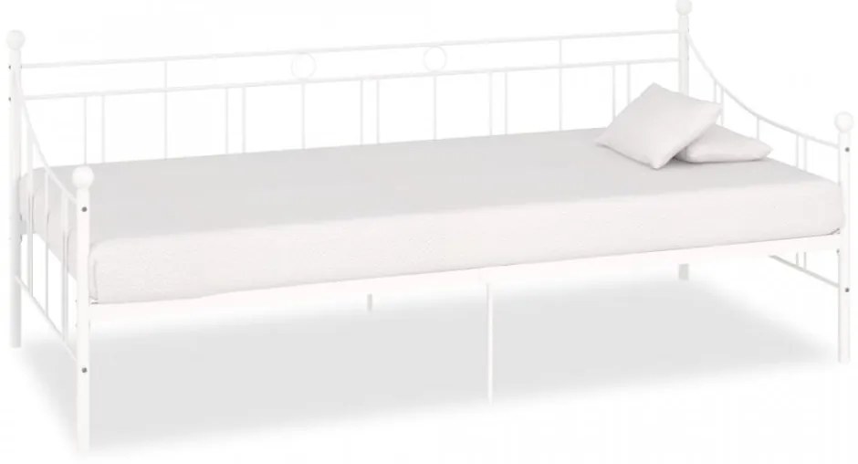 Cadru pat de zi, alb, 90 x 200 cm, metal