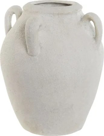 Vază decorativă cu mâner, stil rustic modern, culoare alb, din stoneware, „Stoneware”