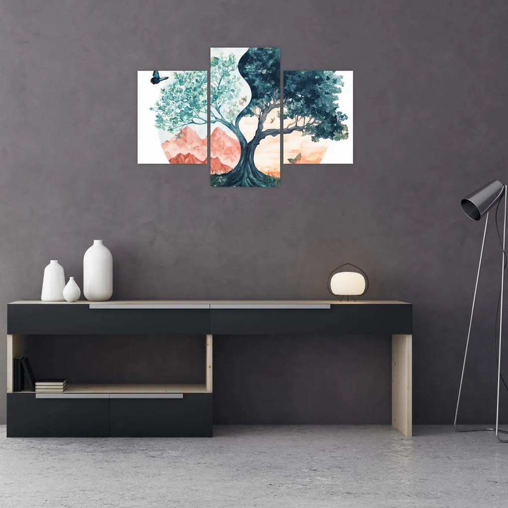 Tablou – Arbore acvarelă plin de viață (90x60 cm)