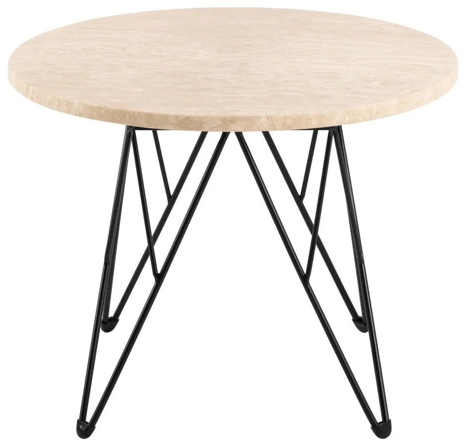 Măsuță auxiliară rotundă cu blat cu aspect de marmură ø 55 cm Prunus – Actona