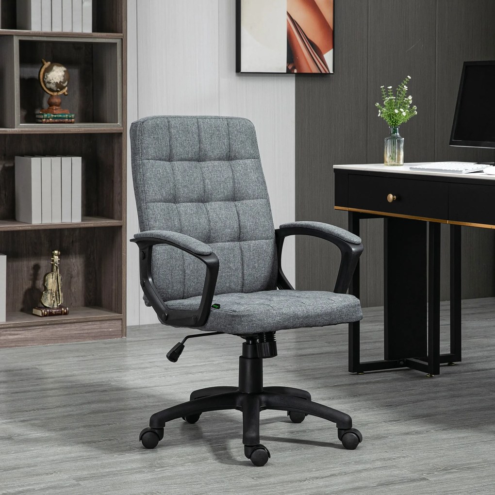 Vinsetto Scaun de Birou Rotativ cu Înălțime Reglabilă și Brațe Stil Modern 59x63x96-105,5 cm Gri Închis | Aosom Romania