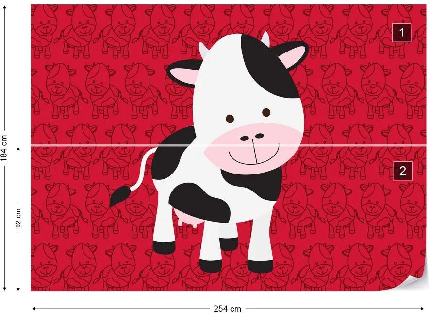 Fototapet GLIX - Happy Cartoon Cow + adeziv GRATUIT Tapet nețesute - 254x184 cm