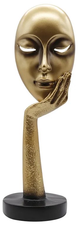 Decoratiune masca, ceramica, chip uman, auriu, 37cm