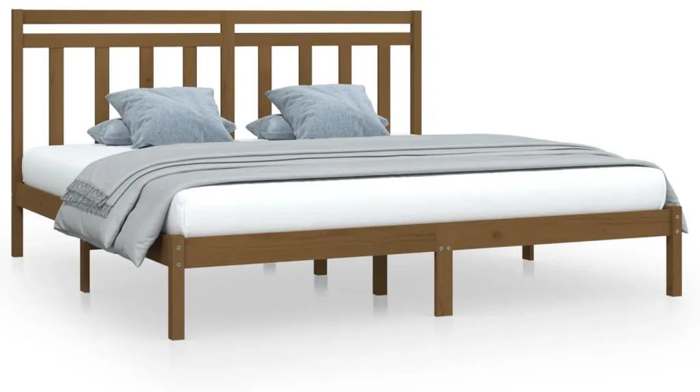 3105273 vidaXL Cadru de pat, maro miere, 200x200 cm, lemn masiv