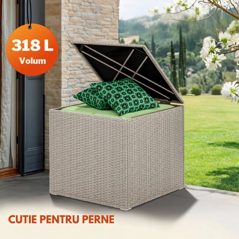 Ladă de depozitare din poliratan RICCO, 318L, 75x75x70 cm, crem Casaria
