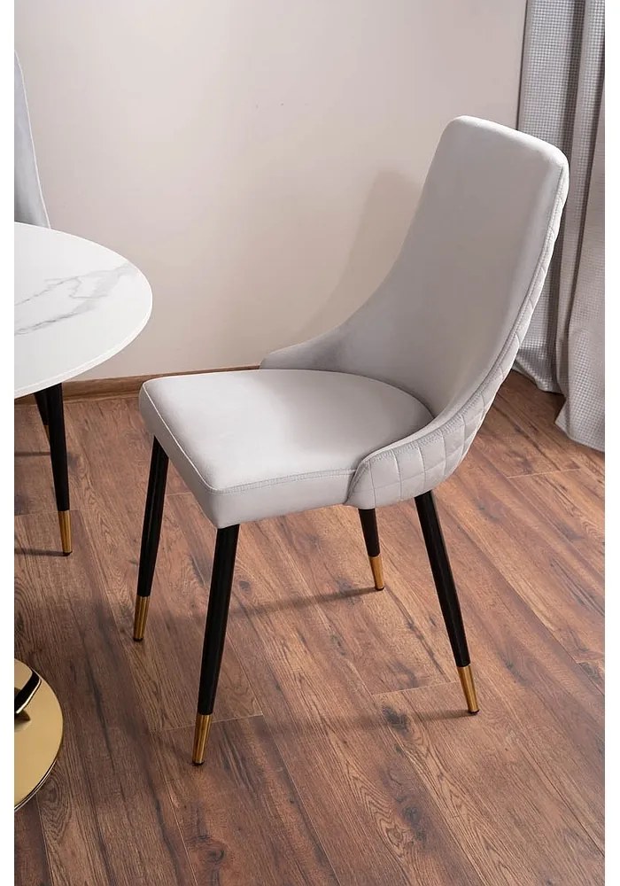 Scaun de bucaterie Piano Velvet, gri deschis/negru