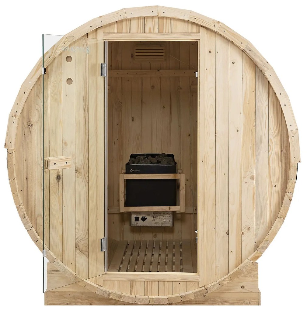 Vonkajšia sudová sauna Spitzbergen L dĺžka 190 cm priemer 190 cm (6 kW)