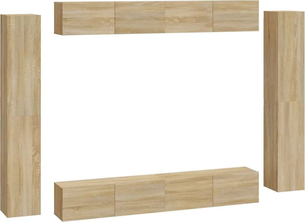 vidaXL Set dulap TV, 8 piese, stejar sonoma, lemn prelucrat