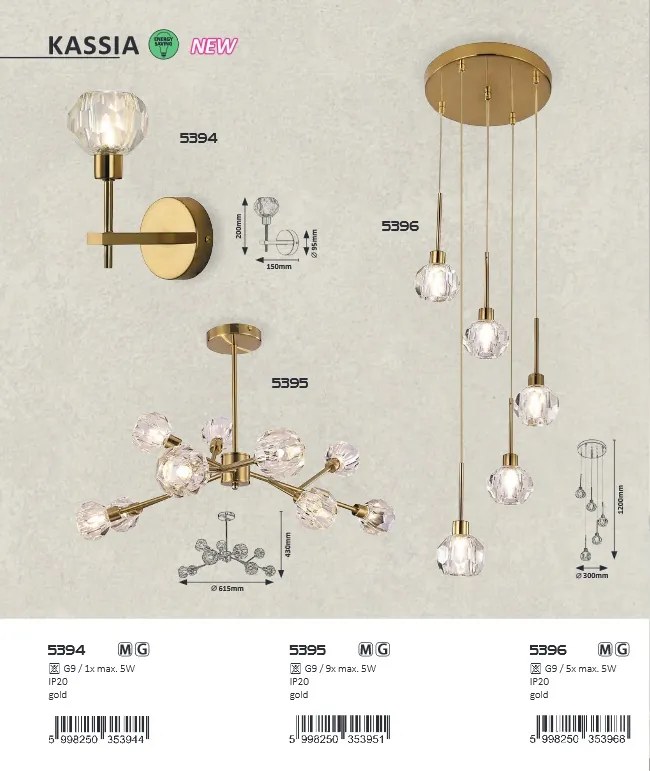 Aplica de perete design clasic KASSIA auriu 5394 RX