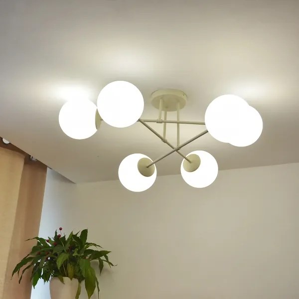 Lustră aplicată MOON, 6xE27/15W/230V, crem