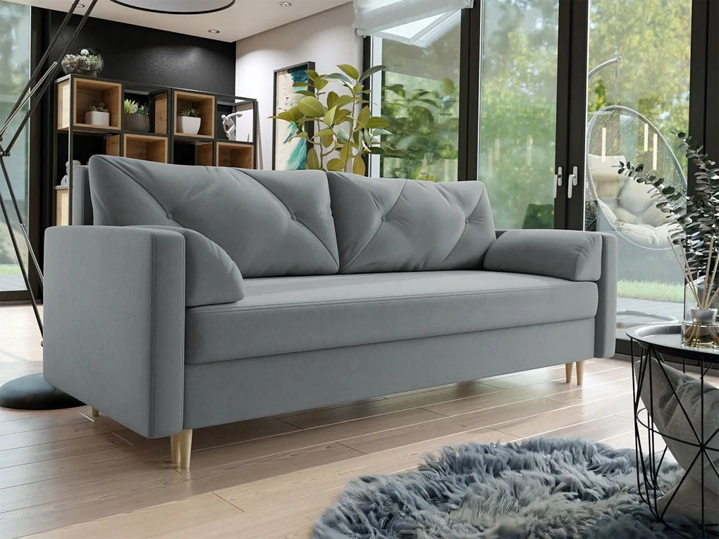 Canapea extensibilă Miami 326 Cutie de pat, 88x220x95cm, 69 kg, Picioare: Lemn, Lemn: Molid, Pin